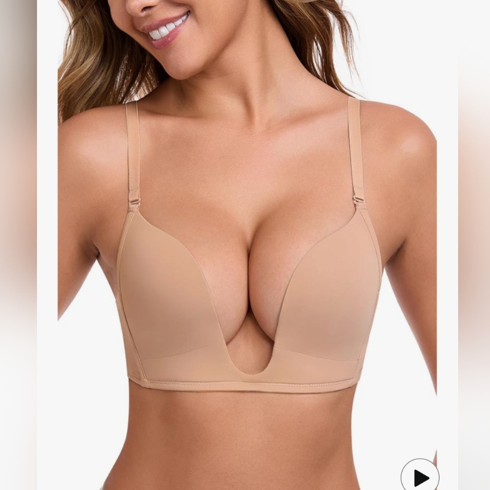 Beige Plunge Bra